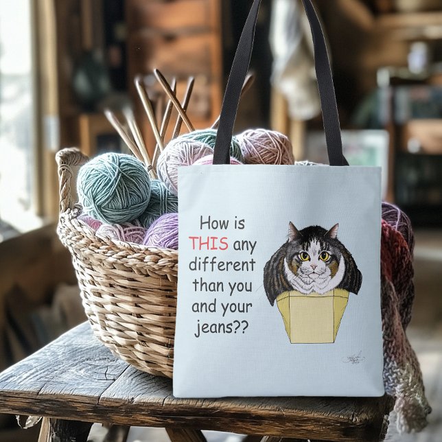 Funny Chubby Tabby Cat Box Tote Bag (Creator Uploaded)