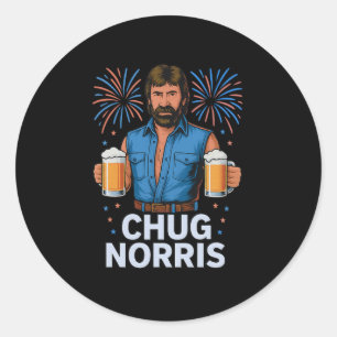 Funny Chug Norris Beer Shirt Usa 4th Of July Drink Classic Round Sticker