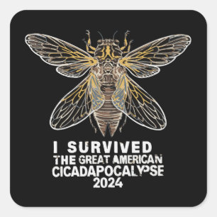 Funny Cicadas Insect Bug Graphic Cicada Survival Square Sticker