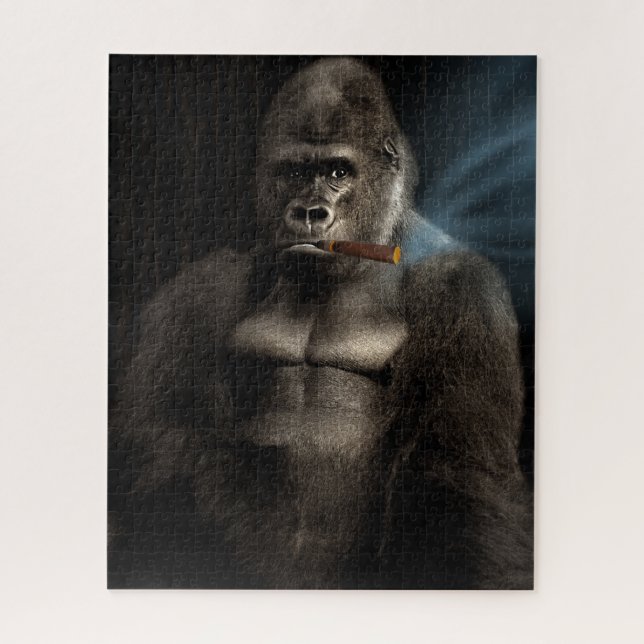 Funny Cigar Smoking Gorilla Smoker Jigsaw Puzzle (Vertical)
