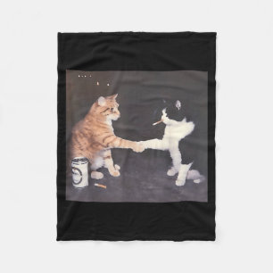 Funny cigarette smoking cat vintage cat meme fleece blanket