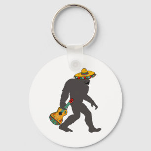 Funny Cinco De Mayo Bigfoot Mexican Guitar - Cinco Key Ring