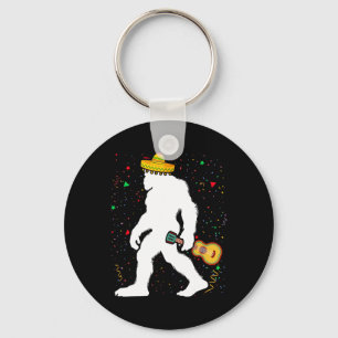 Funny Cinco De Mayo Bigfoot Mexican Guitar - Cinco Key Ring