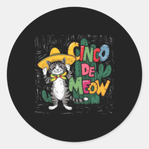 Funny Cinco De Mayo Cat Sombrero Poncho Party Wome Classic Round Sticker