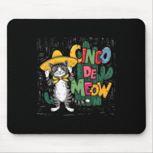 Funny Cinco De Mayo Cat Sombrero Poncho Party Wome Mouse Pad