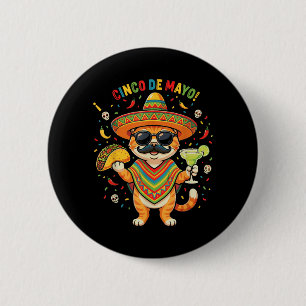 Funny Cinco De Mayo Cat Taco Margarita Sombrero 6 Cm Round Badge