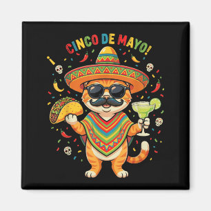Funny Cinco De Mayo Cat Taco Margarita Sombrero Magnet