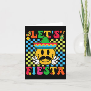 Funny Cinco De Mayo Chequered Let's Fiesta Smile M Card