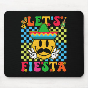 Funny Cinco De Mayo Chequered Let's Fiesta Smile M Mouse Pad
