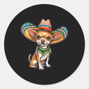 Funny Cinco De Mayo Chihuahua Graphic Classic Round Sticker