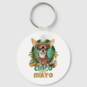 Funny Cinco De Mayo Dog Design Cute Chihuahua Mexi Key Ring