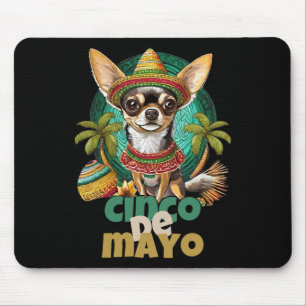 Funny Cinco De Mayo Dog Design Cute Chihuahua Mexi Mouse Pad