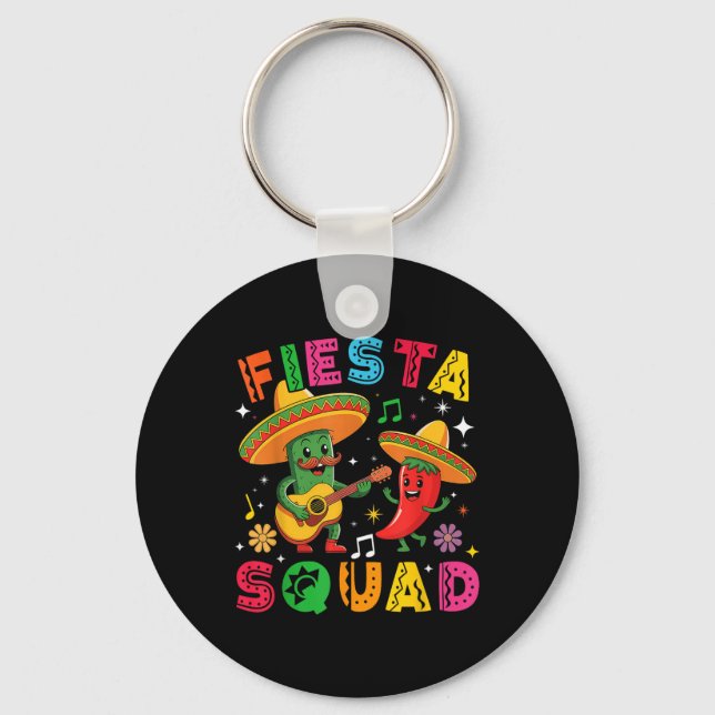 Funny Cinco De Mayo Fiesta Squad Mexican Matching  Key Ring (Front)