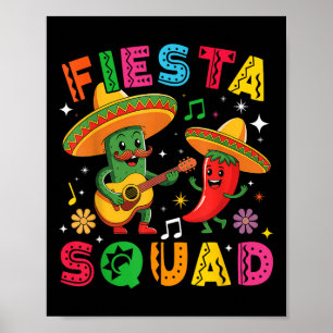 Funny Cinco De Mayo Fiesta Squad Mexican Matching Poster