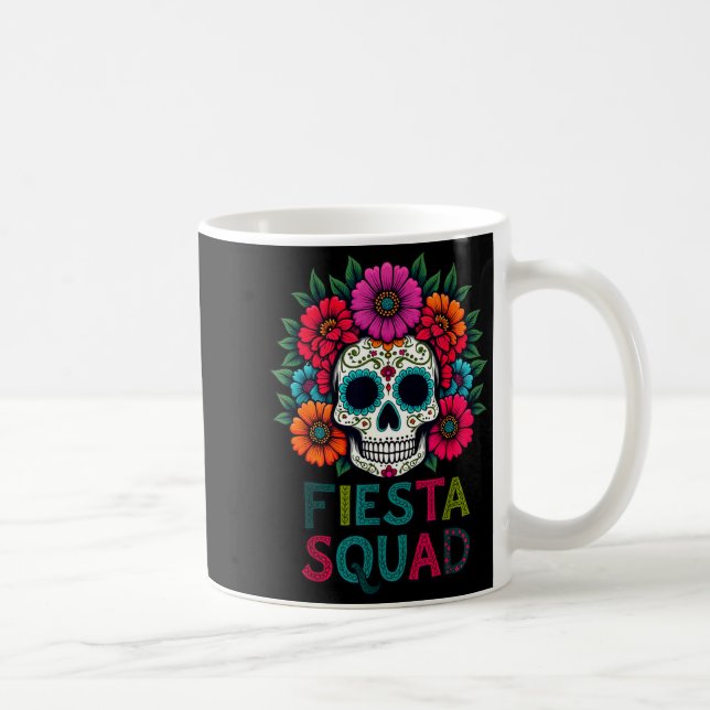 Funny cinco de mayo fiesta squad sugar skull Funny Coffee Mug (Right)