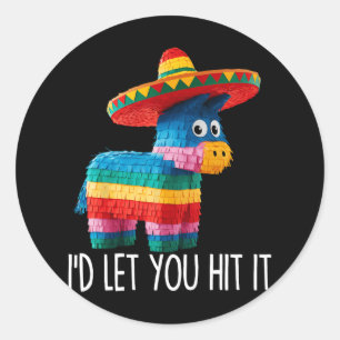 Funny Cinco De Mayo Funny Pinata Sombrero Hat Men Classic Round Sticker