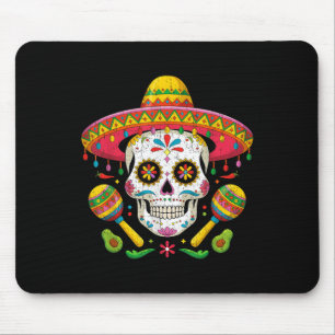 Funny Cinco De Mayo Funny Skull With Sombrero Hat Mouse Pad