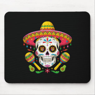 Funny Cinco De Mayo Funny Skull With Sombrero Hat  Mouse Pad