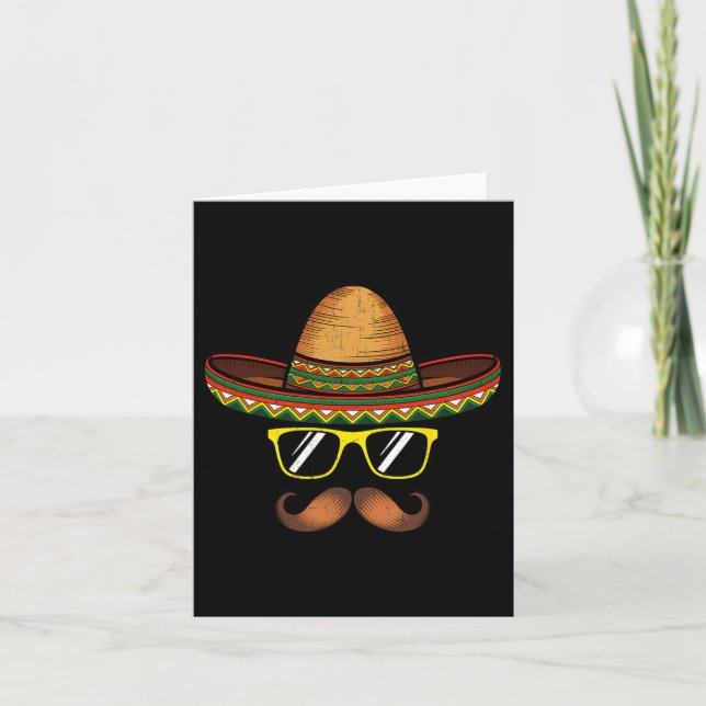Funny Cinco De Mayo Funny Sombrero Hat With Sungl  Card (Front)
