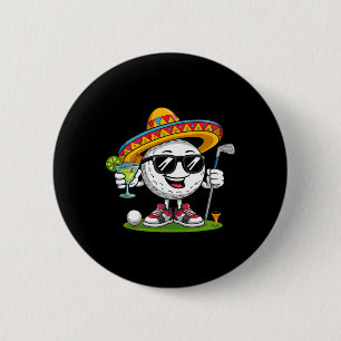 Funny Cinco De Mayo Golf Ball With Sombrero Margar 6 Cm Round Badge