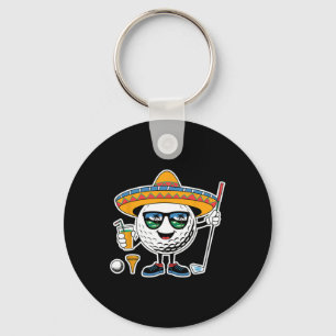 Funny Cinco De Mayo Golf Ball With Sombrero Margar Key Ring
