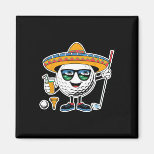 Funny Cinco De Mayo Golf Ball With Sombrero Margar Magnet