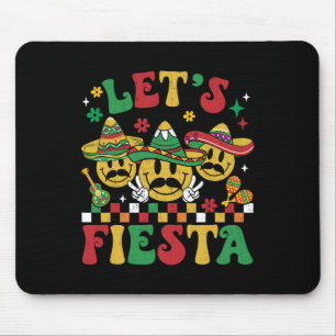 Funny Cinco De Mayo Groovy Let's Fiesta Smile Men Mouse Pad