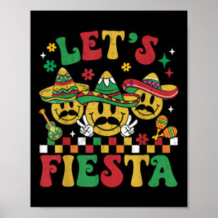 Funny Cinco De Mayo Groovy Lets Fiesta Smile Men W Poster