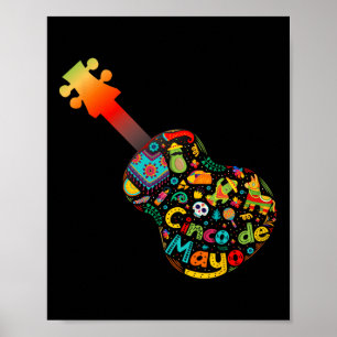 Funny Cinco De Mayo Guitar Fiesta Mexican Cinco De Poster