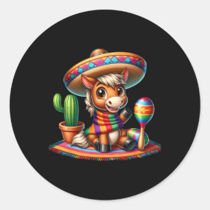 Funny Cinco De Mayo Horse Lovers Horses Rider Ridi Classic Round Sticker