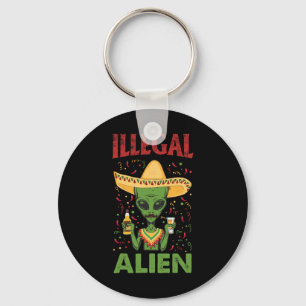 Funny Cinco De Mayo Illegal Alien Drinking  Key Ring