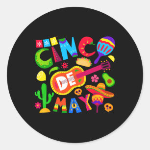 Funny Cinco De Mayo Mexican 5 De Mayo Lets Fiesta Classic Round Sticker