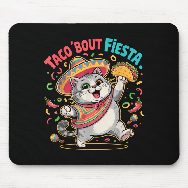 Funny Cinco De Mayo Mexican Cat Cute Fiesta Mouse Pad (Front)