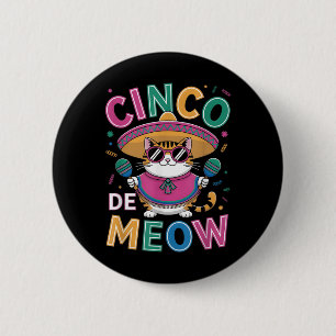 Funny Cinco De Mayo Mexican Cat With Sombrero Men 6 Cm Round Badge