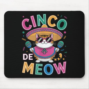 Funny Cinco De Mayo Mexican Cat With Sombrero Men Mouse Pad