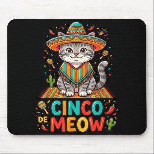 Funny Cinco De Mayo Mexican Cat with Sombrero Mouse Pad