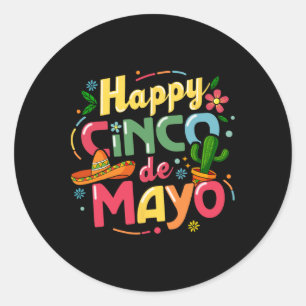 Funny Cinco De Mayo Shirt Lets Fiesta Squad 5 De M Classic Round Sticker