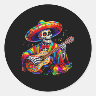 Funny Cinco De Mayo Skeleton Skull Fiesta Classic Round Sticker