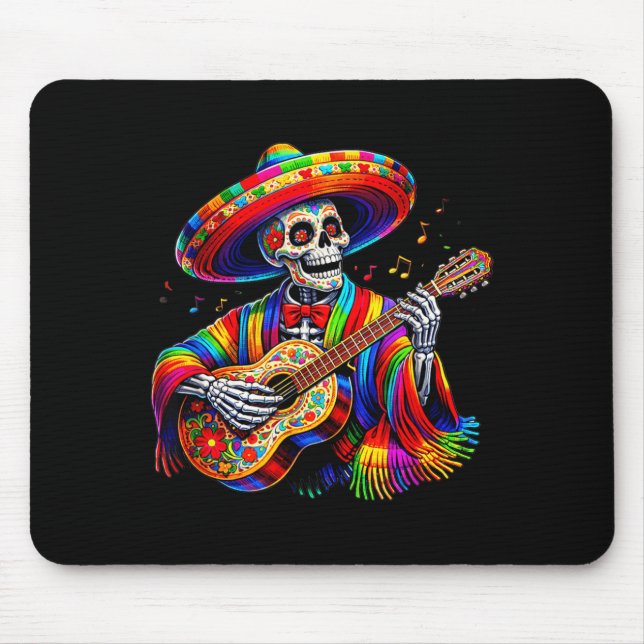 Funny Cinco De Mayo Skeleton Skull Fiesta Mouse Pad (Front)