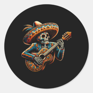 Funny Cinco De Mayo Skeleton Skull Fiesta Sombrero Classic Round Sticker