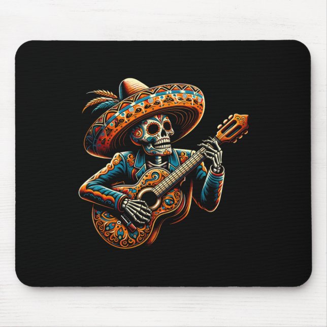 Funny Cinco De Mayo Skeleton Skull Fiesta Sombrero Mouse Pad (Front)