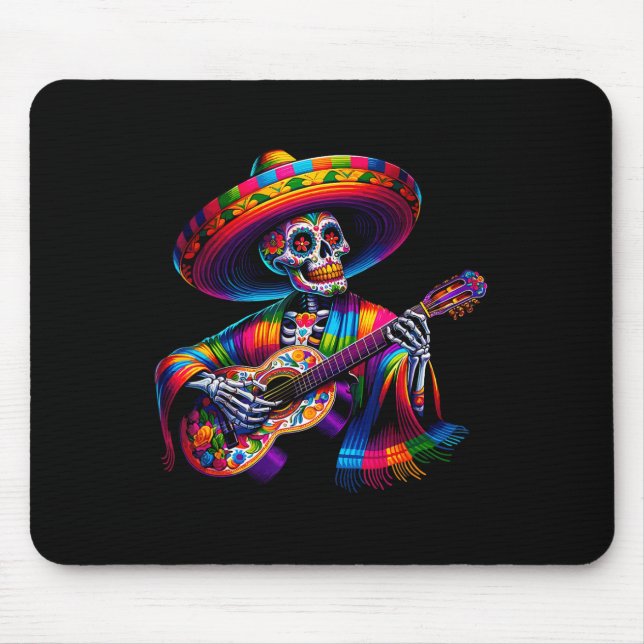 Funny Cinco De Mayo Skeleton Skull Fiesta Sombrero Mouse Pad (Front)