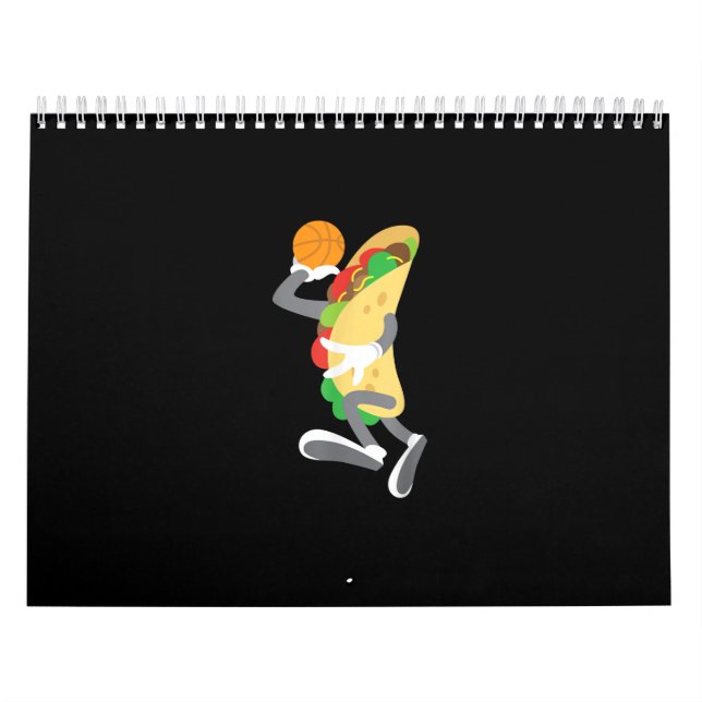 Funny Cinco De Mayo Taco Basketball Sports Player Calendar (Cover)