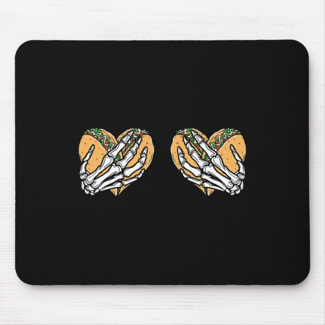Funny Cinco De Mayo Taco Breast Skull Hands  Mouse Pad (Front)