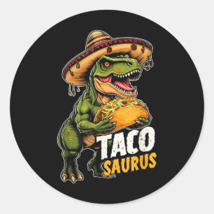 Funny Cinco De Mayo Tacosaurus Taco Dinosaur T Rex Classic Round Sticker