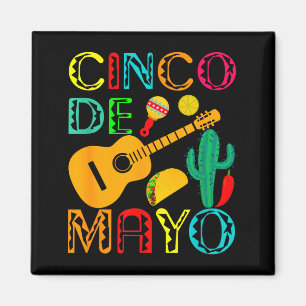 Funny Cinco De Mayo With Guitar Cactus Maracas And Magnet