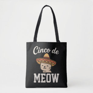 Funny Cinco de Meow Cat Fiesta Design - Cute Meow Tote Bag