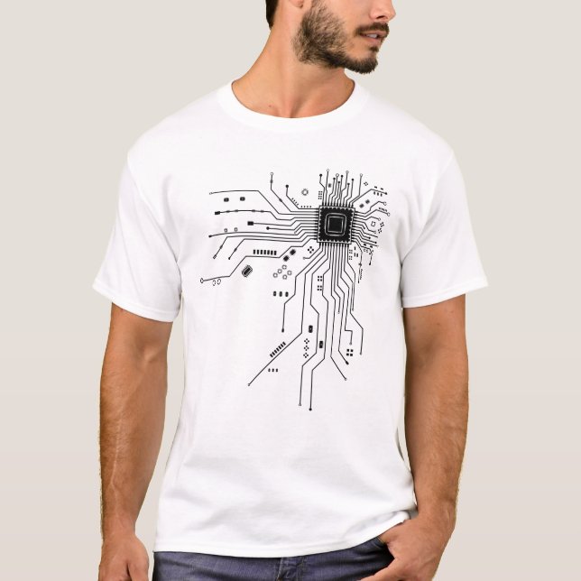 Funny Circuit Board Computer Electronics T-Shirt (Front)