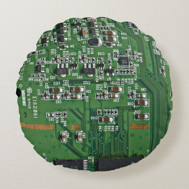 Funny circuit board round cushion (Front)