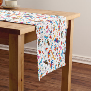 Funny circus cartoon cute animals pattern short table runner